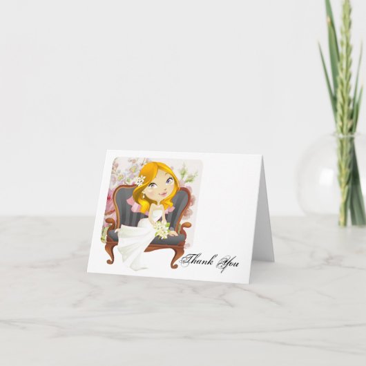 Schattigee Cartoon Bruid Vrijgezellenfeest Dank u Bedankkaart (Voorkant)