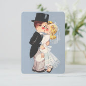 Schattigee cartoon bruiloft paar kaart (Staand voorkant)