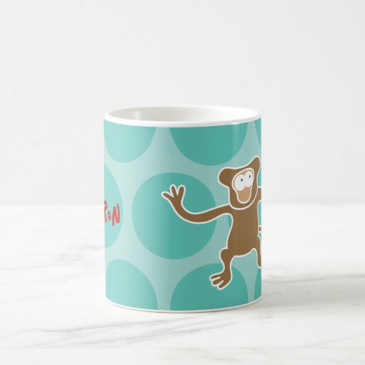 Schattigee Cartoon Bruin Aap/Apen Leuke Stippen Ki Koffiemok (Center)