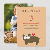 Schattigee Cartoon Bruin Beer Kind Verjaardagsfees Kaart (Voorkant / Achterkant)