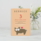 Schattigee Cartoon Bruin Beer Kind Verjaardagsfees Kaart (Staand voorkant)