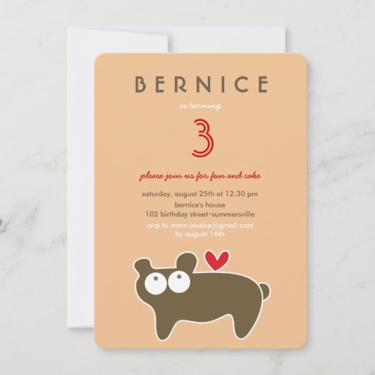 Schattigee Cartoon Bruin Beer Kind Verjaardagsfees Kaart (Voorkant)