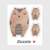 Schattigee Cartoon Bruin Grizzly Beer Illustratie  Sticker (Vel)