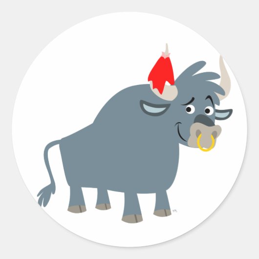 Schattigee Cartoon Bull sticker (Voorkant)