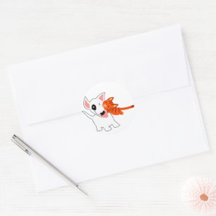 Schattigee Cartoon Bull Terrier en Kitten Sticker