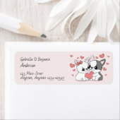 Schattigee Cartoon Bulldog Lovers Hearts Valentijn Etiket (Insitu)