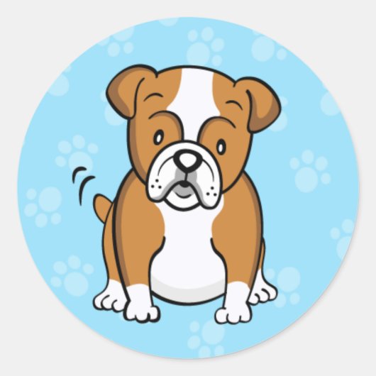 Schattigee Cartoon Bulldog Sticker (Voorkant)