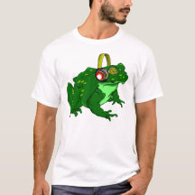 Schattigee Cartoon Bullfrog Dragen Hoofdtelefoon