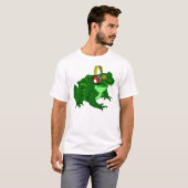 Schattigee Cartoon Bullfrog Dragen Hoofdtelefoon T-shirt (Voorkant volledig)