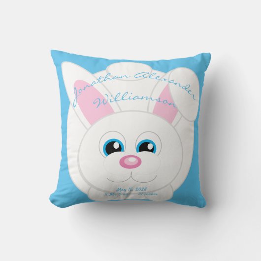 Schattigee Cartoon Bunny Blue Baby Stats Sierkusse Kussen (Voorkant)