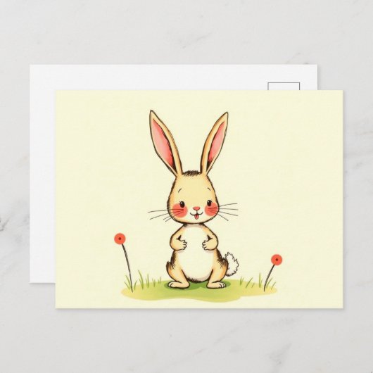 Schattigee Cartoon Bunny Briefkaart (Voorkant / Achterkant)