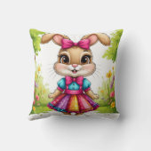 Schattigee Cartoon Bunny in kleurrijke jurk Kussen (Achterkant)