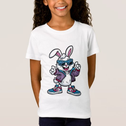 Schattigee Cartoon Bunny Rabbit T-shirt voor Diere (Voorkant)