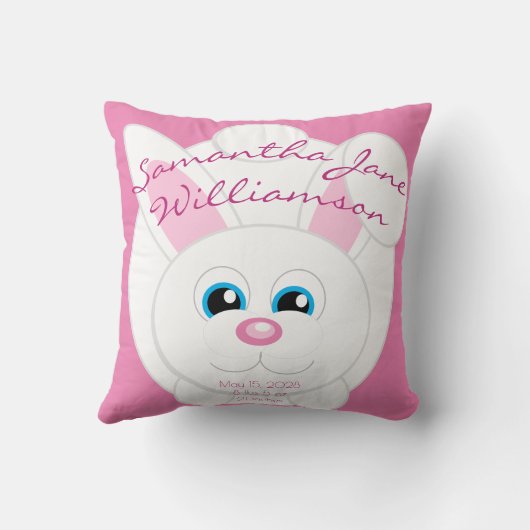 Schattigee Cartoon Bunny Roze Baby Stats Kussen (Achterkant)