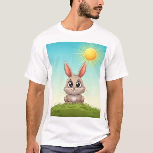 Schattigee Cartoon Bunny T-shirt (Voorkant)
