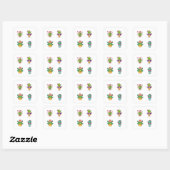 Schattigee Cartoon Cactus Funny 4 Pack Stickers.pn Vierkante Sticker (Vel)