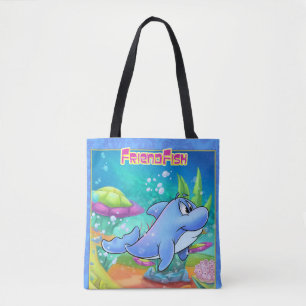 Schattigee cartoon canvas tas met cartoon dolfijn