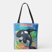 Schattigee cartoon canvas tas met cartoon walvis (Achterkant)