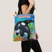 Schattigee cartoon canvas tas met cartoon walvis (Dichtbij)