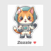 Schattigee Cartoon Cat Astronaut Fun Kawaii Art Sticker (Vel)