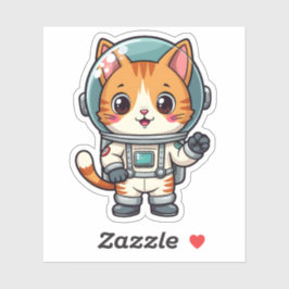 Schattigee Cartoon Cat Astronaut Fun Kawaii Art Sticker