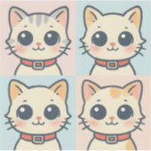 Schattigee Cartoon Cat Grid Sticker (Voorkant)