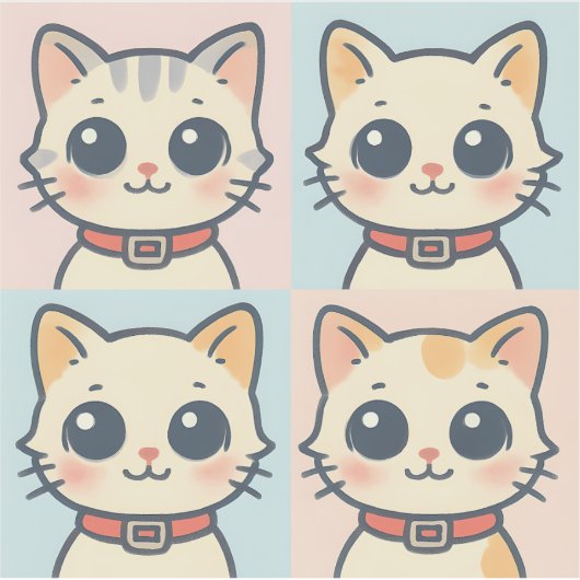 Schattigee Cartoon Cat Grid Sticker (Voorkant)