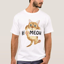 Schattigee Cartoon Cat "Hi Meow" Grappig T-shirt