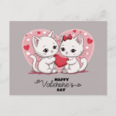 Schattigee Cartoon Cat Lovers Hearts Valentijn's D Briefkaart (Voorkant)