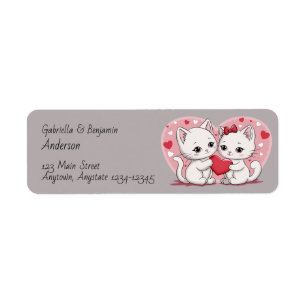 Schattigee Cartoon Cat Lovers Hearts Valentijn's D Etiket