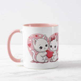 Schattigee Cartoon Cat Lovers Hearts Valentijn's D Mok