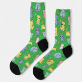 Schattigee Cartoon Cat Pattern Crew Sokken (Links)
