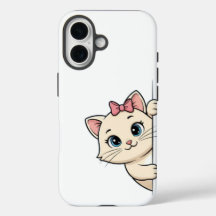 Schattigee Cartoon Cat Peek iPhone 16 Hoesje – Spe