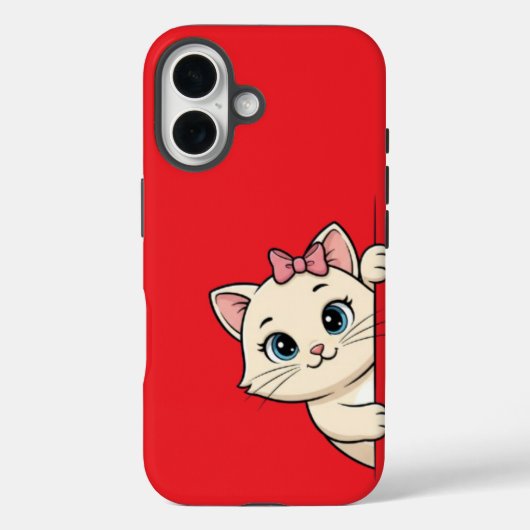 Schattigee Cartoon Cat Peek iPhone 16 Hoesje – Spe (Achterkant)