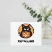 Schattigee Cartoon Cat Spooky Halloween Happy Holi Briefkaart (Staand voorkant)