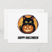 Schattigee Cartoon Cat Spooky Halloween Happy Holi Briefkaart (Voorkant / Achterkant)