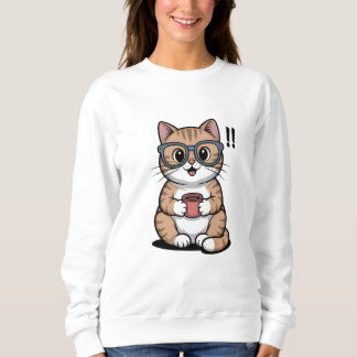 Schattigee Cartoon Cat Sweatshirt – Funny Cozy Cat