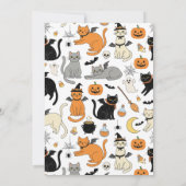 Schattigee Cartoon Cats Halloween Uitnodiging (Achterkant)