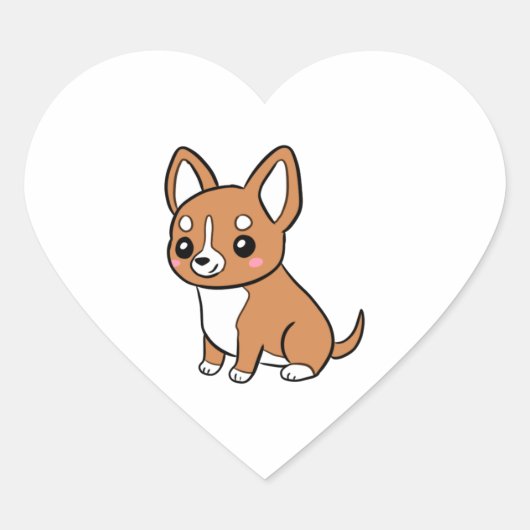 Schattigee cartoon chihuahua hart sticker (Voorkant)