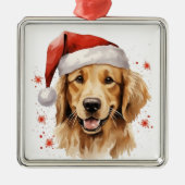 SCHATTIGEE CARTOON CHRISTMAS GOLDEN RETRIEVER DOG METALEN ORNAMENT (Voorkant)