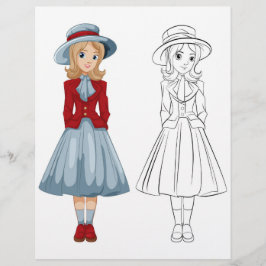 Schattigee Cartoon clown meisje kleurplaat Flyer