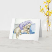 Schattigee Cartoon Cocker Spaniel Dog Kaart (Gele Bloem)