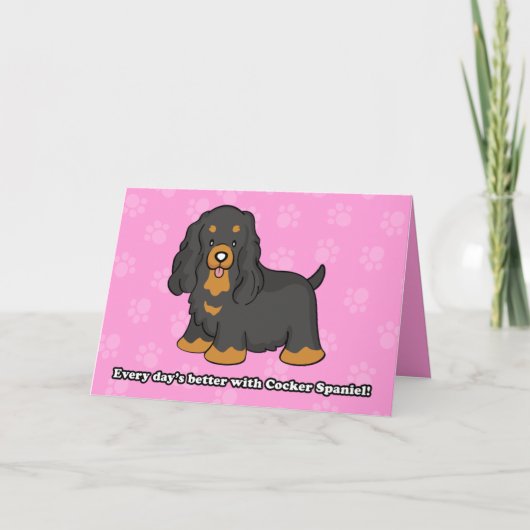 Schattigee Cartoon Cocker Spaniel Wenskaart Kaart (Voorkant)