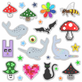 Schattigee Cartoon Collectie Vinyl Stickers