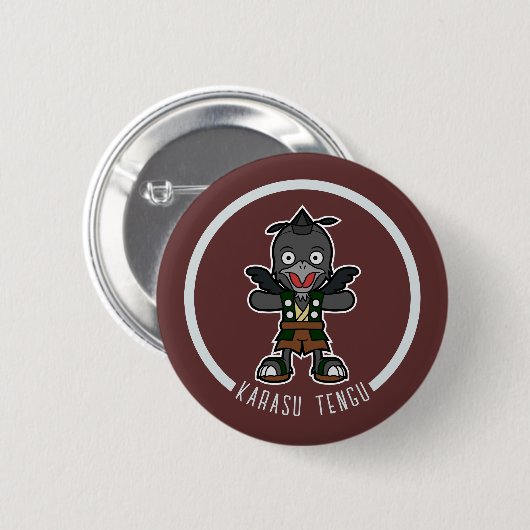 Schattigee Cartoon Crow Tengu | Japanese Yokai Ronde Button 5,7 Cm (Voorkant /achterkant)