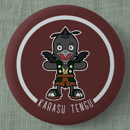 Schattigee Cartoon Crow Tengu | Japanese Yokai Ronde Button 5,7 Cm