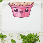 Schattigee cartoon cupcake vrolijke lach theedoek (Gevouwen)