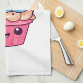 Schattigee cartoon cupcake vrolijke lach theedoek (Quarter Fold)