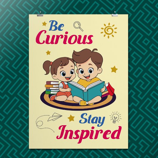 Schattigee Cartoon Curiosity Inspirerend Quote Nur Poster