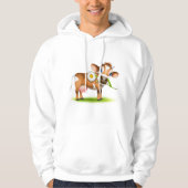 Schattigee Cartoon Dairy Koe met Bloem en Gras Hoodie (Voorkant)